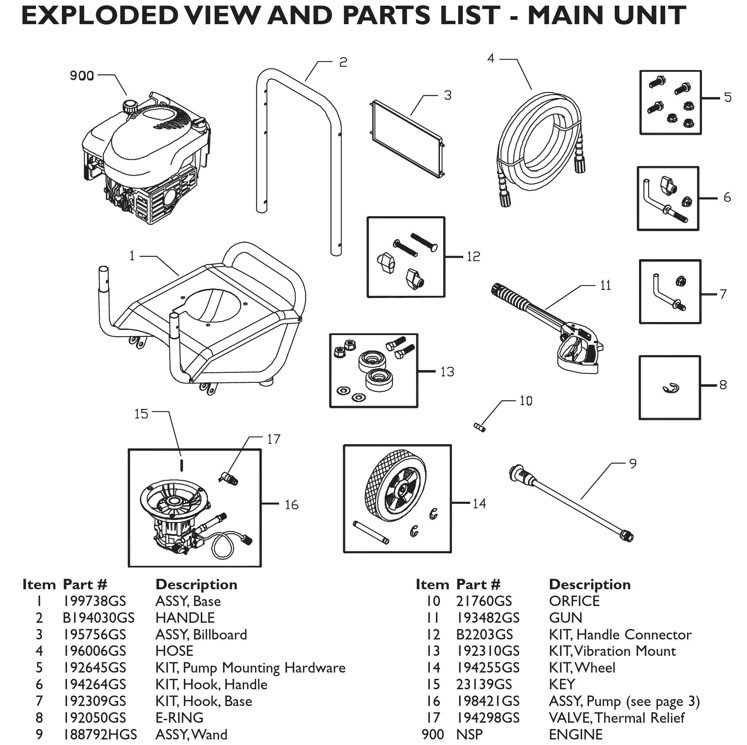 Speed Clean pressure washer 2400 psi model 020227 replacement parts